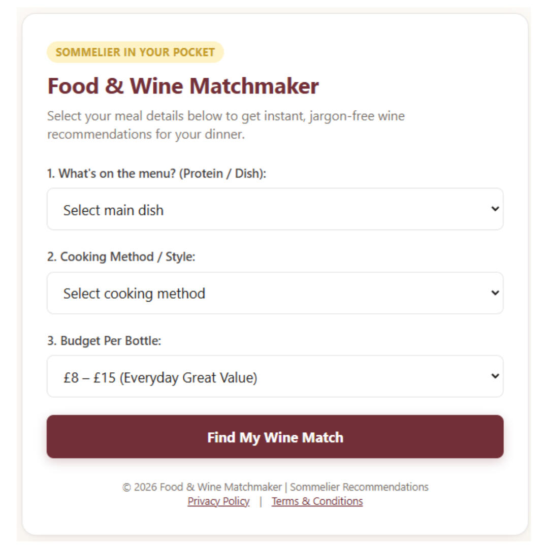 Food & Wine Matchmaker Food & Wine Matchmaker