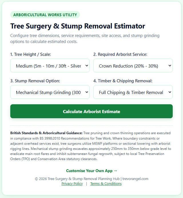 Tree Surgery & Stump Removal Estimator Tree Surgery & Stump Removal Estimator